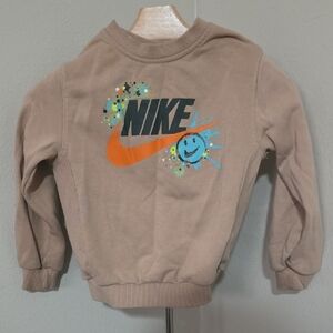 Nike Kids M 5-6 Brown Graphic Crewneck Sweatshirt with Orange Swoosh
